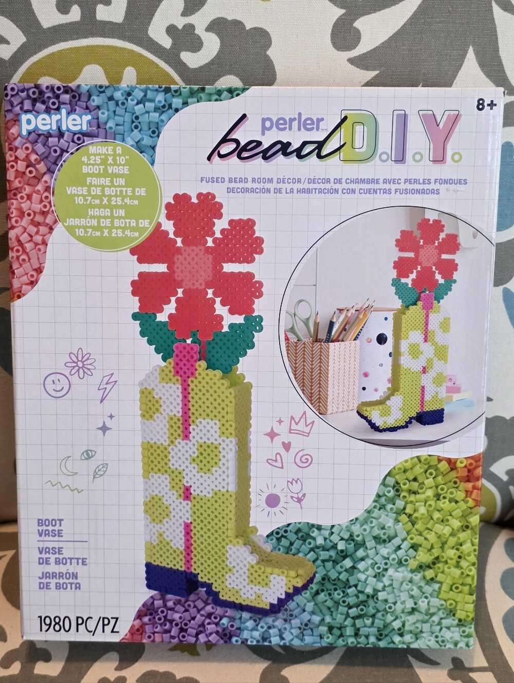 Perler Bead D.I.Y. Boot Vase  Fused Bead Craft Kit, 1980 pc- NWT